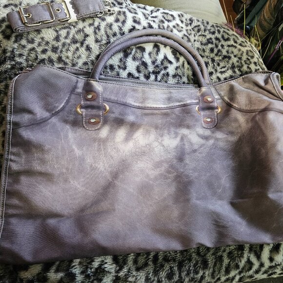 Mousse | Purple Printed City Canvas Large Bag with Shoulder Strap - NWOT - Picture 3 of 16